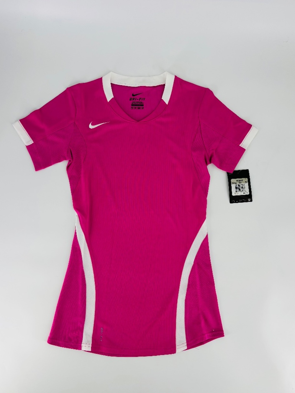 NWT Nike Dri-Fit Womens Volleyball Athletic Training Shirt Pink andWhite Size XS